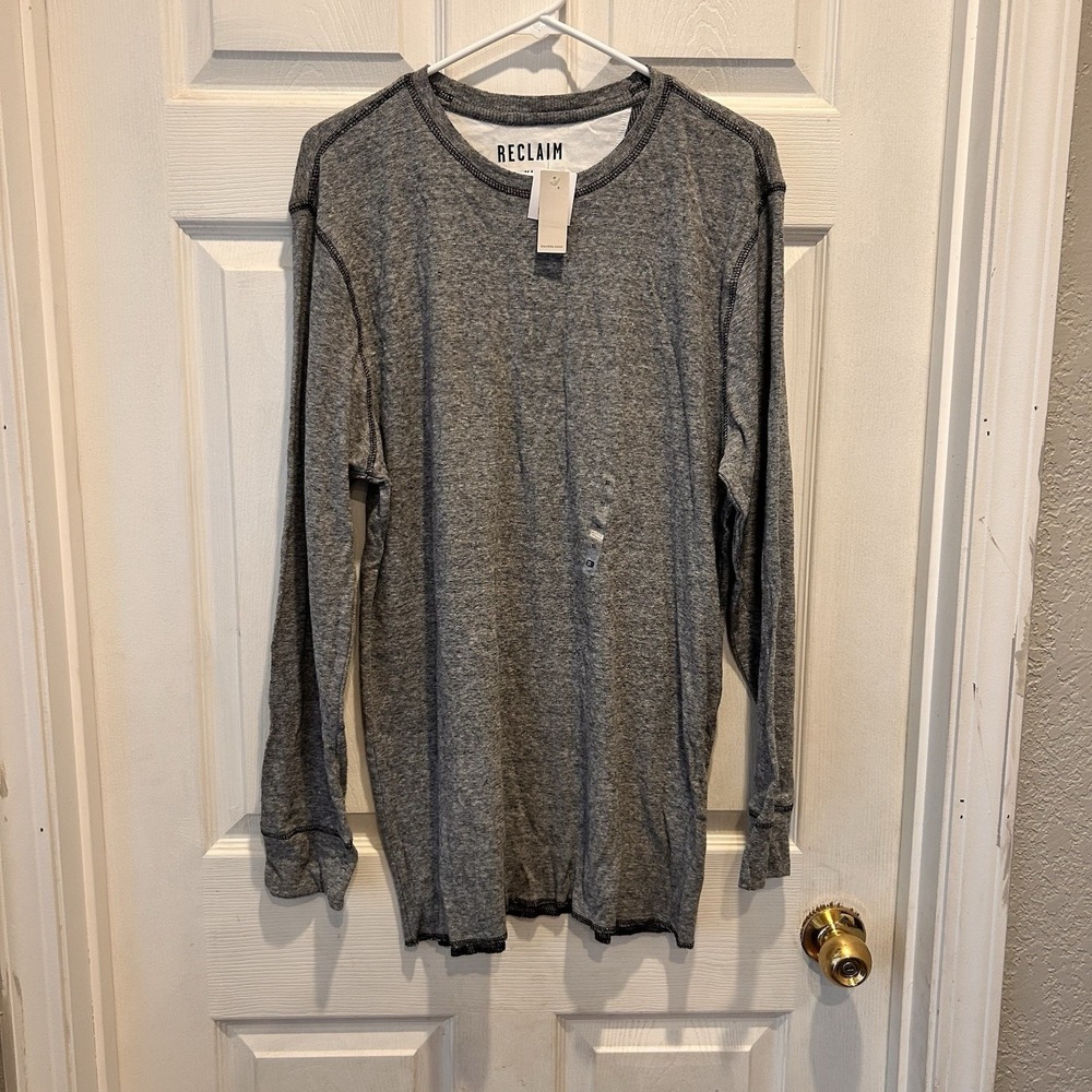 NWT Buckle Reclaim Mens XL Long Sleeve Drop Needle Tee Shirt Gray Black Gorpcore